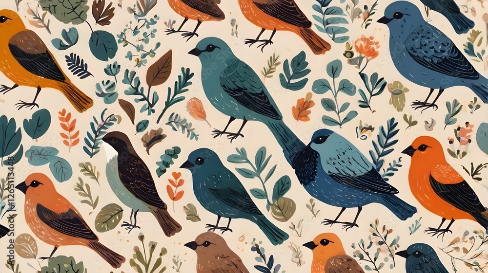 Naklejka premium seamless background with birds
