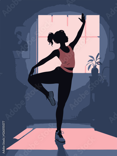 silhouette of a ballerina in a dance hall
