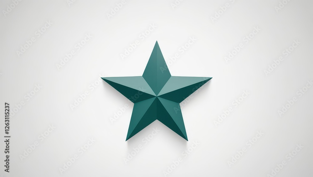 Obraz premium Emerald Star: A single, five-pointed star in a vibrant shade of emerald green sits against a light gray background. Its sharp angles and deep color create a sense of strength and focus. 