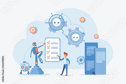  Vector illustration. Control systems ensure efficient and precise management processes in various industries The computer lab metaphor inspires creativity and exploration in engineering Vector illust