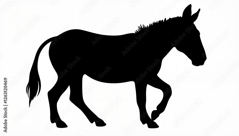 Obraz premium Elegant silhouette of a donkey stepping forward, animal grace