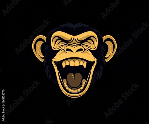 Cheerful monkey in vector style logo design