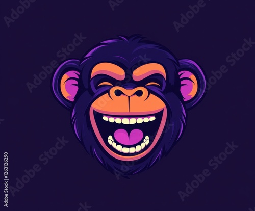 Cheerful monkey in vector style logo design