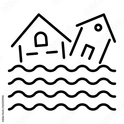 Flood destruction icon in linear style 