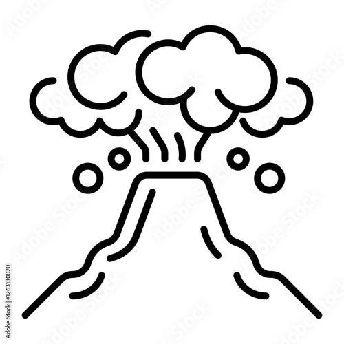 Volcano eruption icon in linear style 