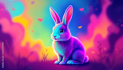 Wallpaper Mural Vibrant Rainbow Bunny in Colorful Landscape Art Torontodigital.ca