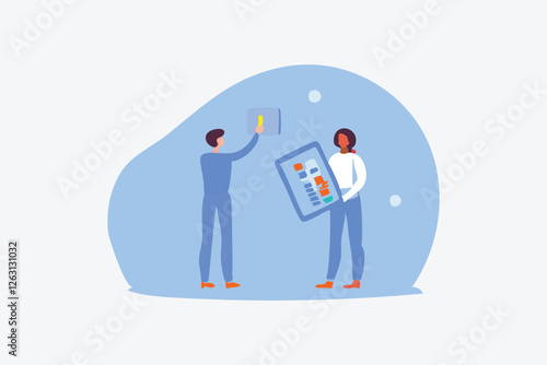  Vector illustration. Control systems ensure efficient and precise management processes in various industries The computer lab metaphor inspires creativity and exploration in engineering Vector illust