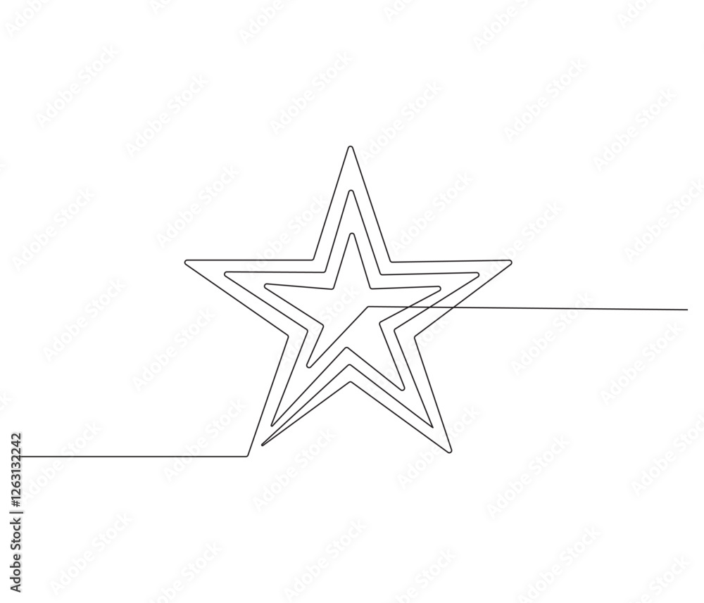 Continuous one line drawing of star. Single line drawing illustration of star icon of a winner. Star concept vector art. Doodle line illustration. Continuous one line drawing of star. Single line drawing illustration of star icon of a winner. Star concept vector art. Doodle line illustration.