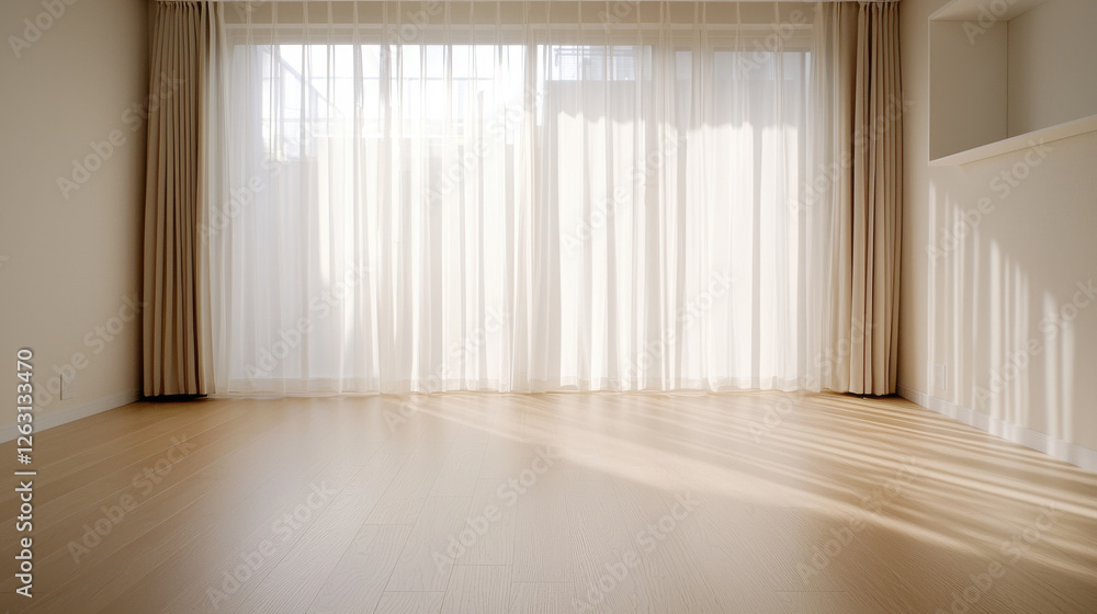 A bright and airy living space with soft sunlight filtering through sheer curtains. A bright and airy living space with soft sunlight filtering through sheer curtains.