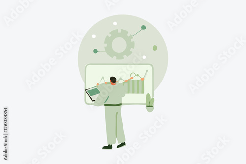  Vector illustration. Control systems ensure efficient and precise management processes in various industries The computer lab metaphor inspires creativity and exploration in engineering Vector illust