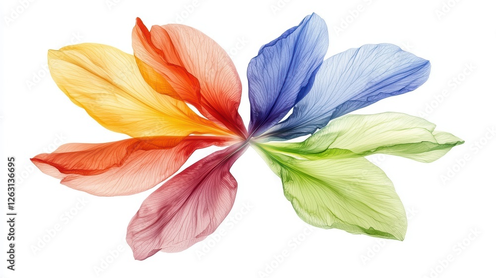 Fototapeta premium Colorful flower in exquisite detail, a vibrant blossom on pristine white background