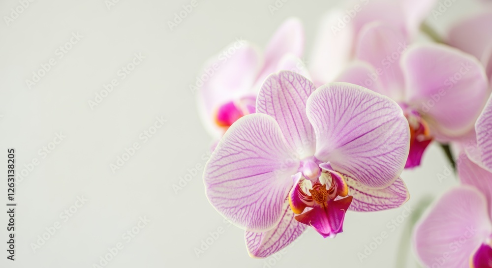 Elegant pink orchid in full bloom against soft background Elegant pink orchid in full bloom against soft background