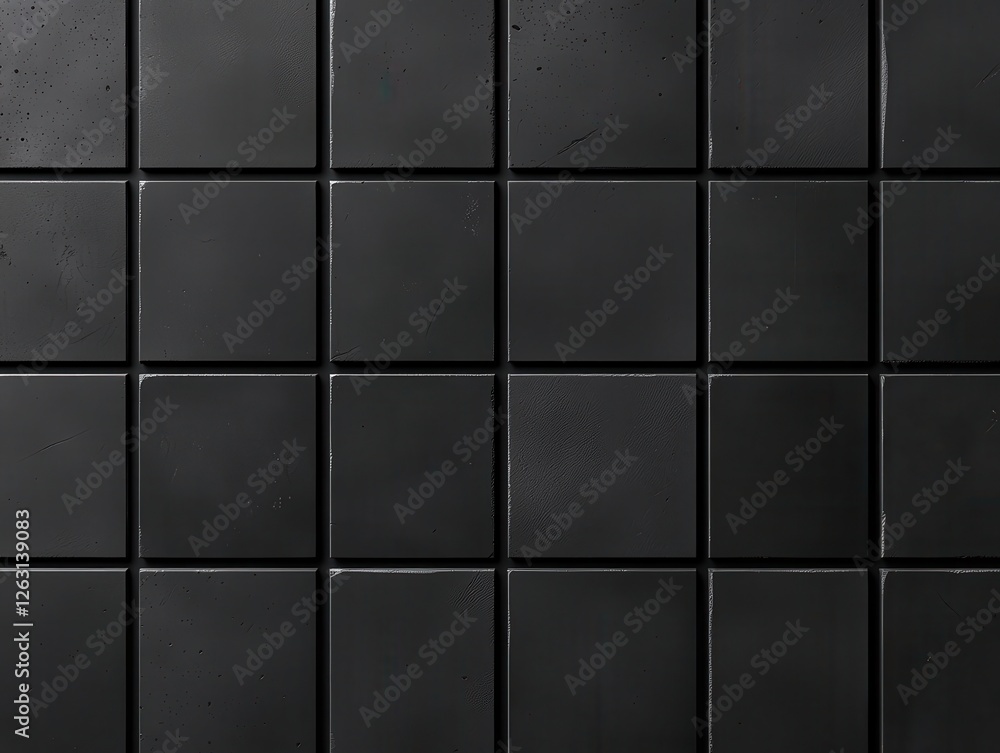 Naklejka premium A close-up view of a sleek black tile wall, offering a modern and elegant aesthetic.