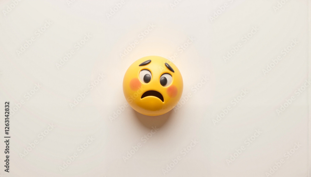 Fototapeta premium Tired face emoji expressing exhaustion on plain background, digital art