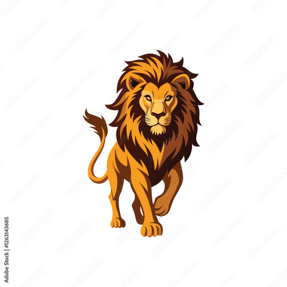 Obraz premium Powerful Roaring Lion Vector Design with Detailed Mane on White