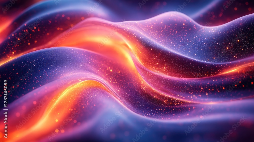 Abstract Glittering Waves of Purple and Orange Abstract Glittering Waves of Purple and Orange