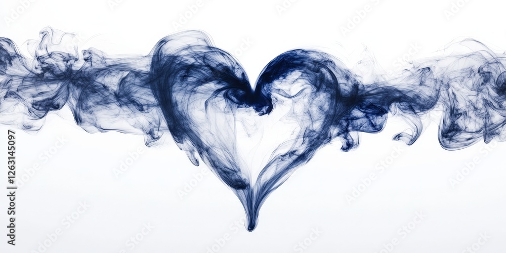 A mesmerizing swirl of blue and white smoke forms a delicate heart shape, layered intricately for an ethereal effect A mesmerizing swirl of blue and white smoke forms a delicate heart shape, layered intricately for an ethereal effect