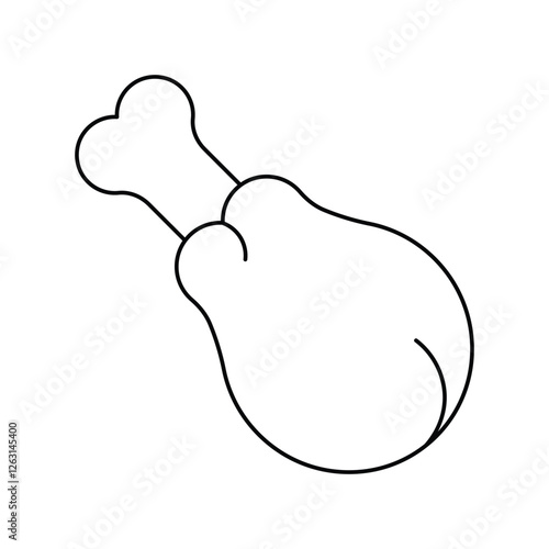 chicken leg lineal icon with white background vector stock illustration