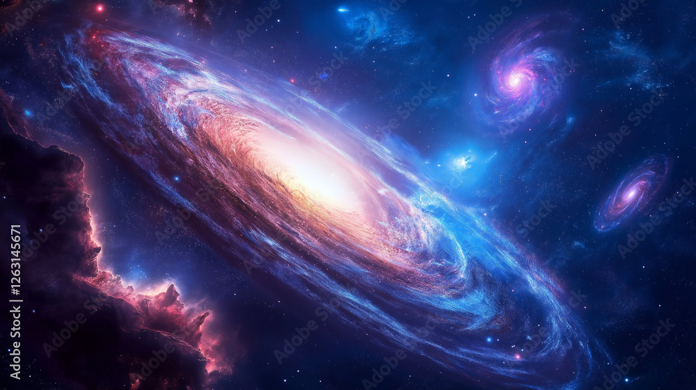 Obraz premium stunning galaxy with vibrant colors and swirling stars