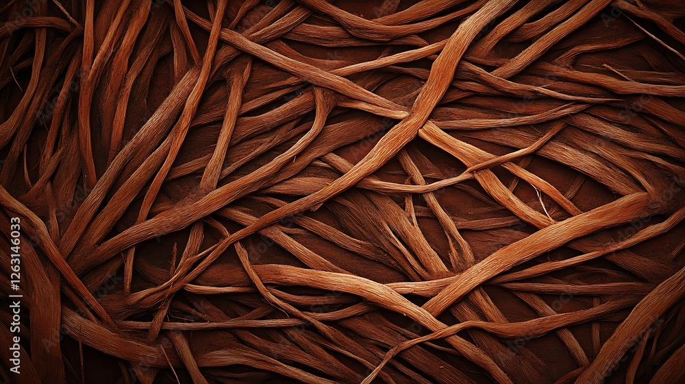 Intricate Network of Deep Brown Fibers: A 3D Rendered Texture AI Generated Intricate Network of Deep Brown Fibers: A 3D Rendered Texture AI Generated