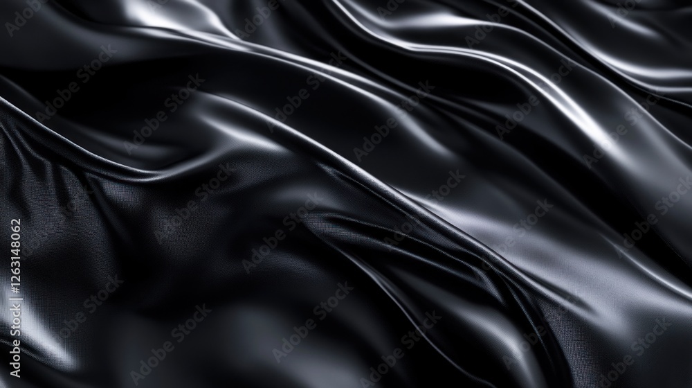 Fototapeta premium Draped Black Fabric Showing Subtle Texture and Light Reflections