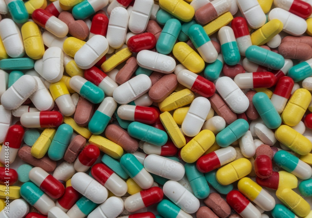 Masses of colorful pills background Generated with AI Masses of colorful pills background Generated with AI