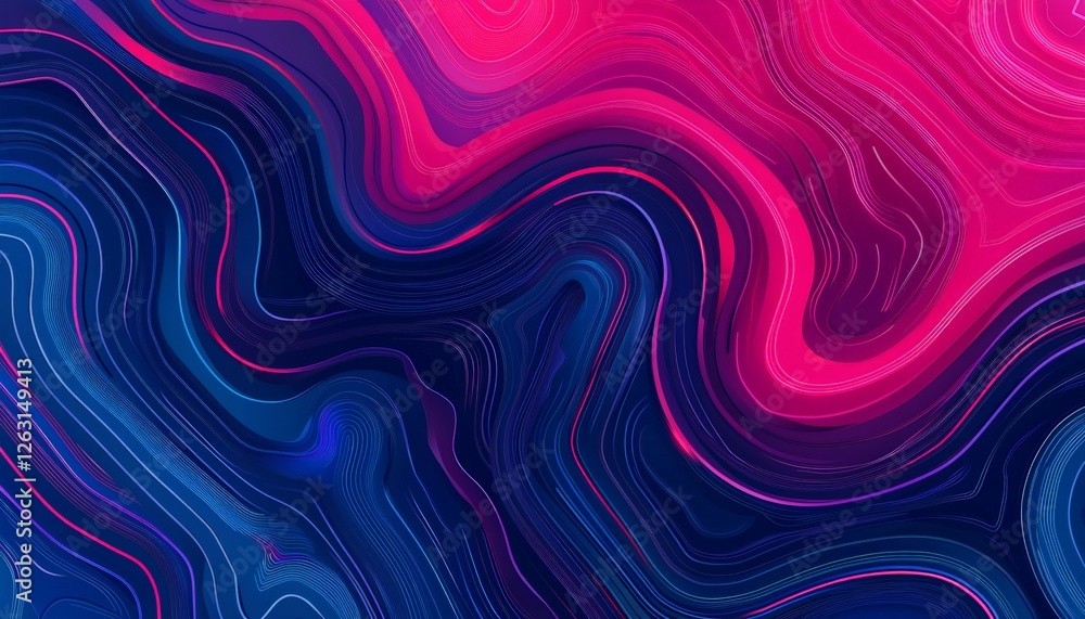 Fototapeta premium Vibrant Abstract Waves of Pink and Blue Flowing Fluid Art Background Design