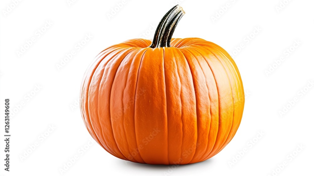 Obraz premium Isolated Orange Pumpkin on White Background with Chaotic Texture