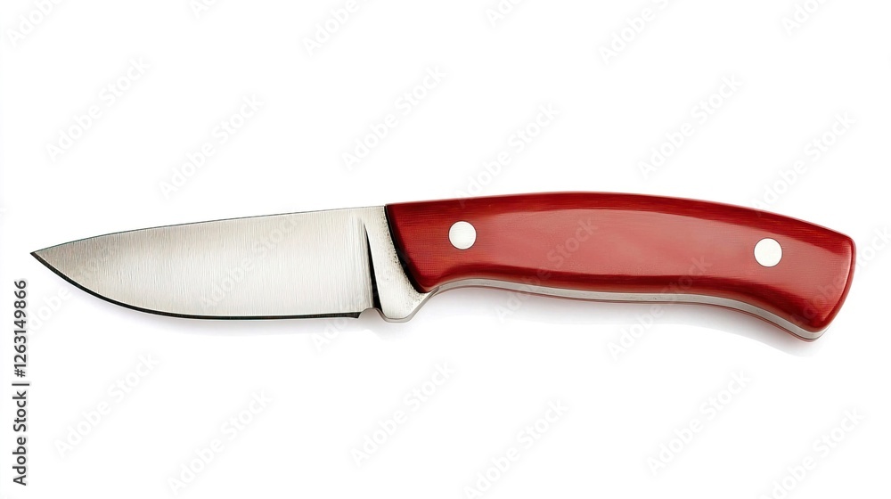 Stylish Red Handle Utility Knife Isolated on White Background Stylish Red Handle Utility Knife Isolated on White Background