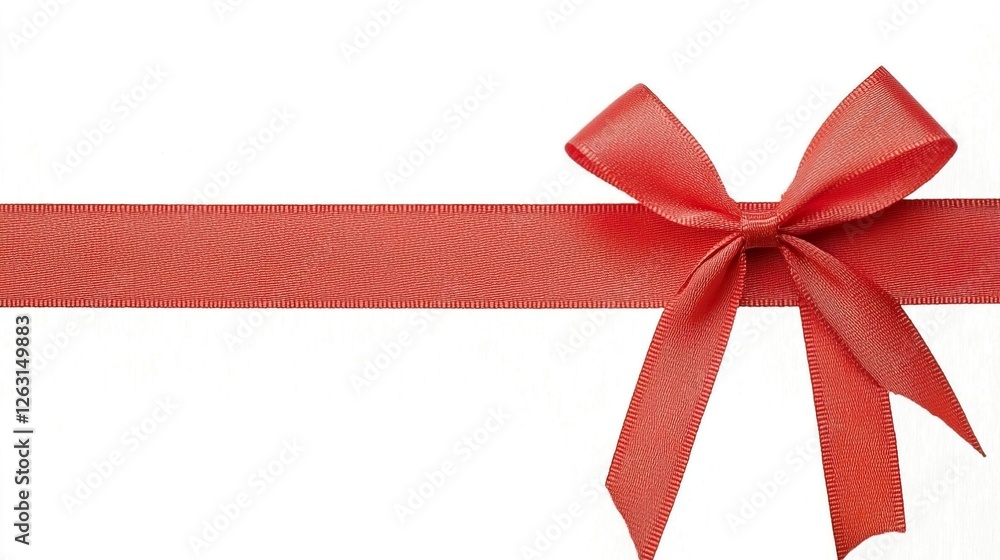 Red Ribbon with Bow Isolated on White Background for Gift Decoration Red Ribbon with Bow Isolated on White Background for Gift Decoration