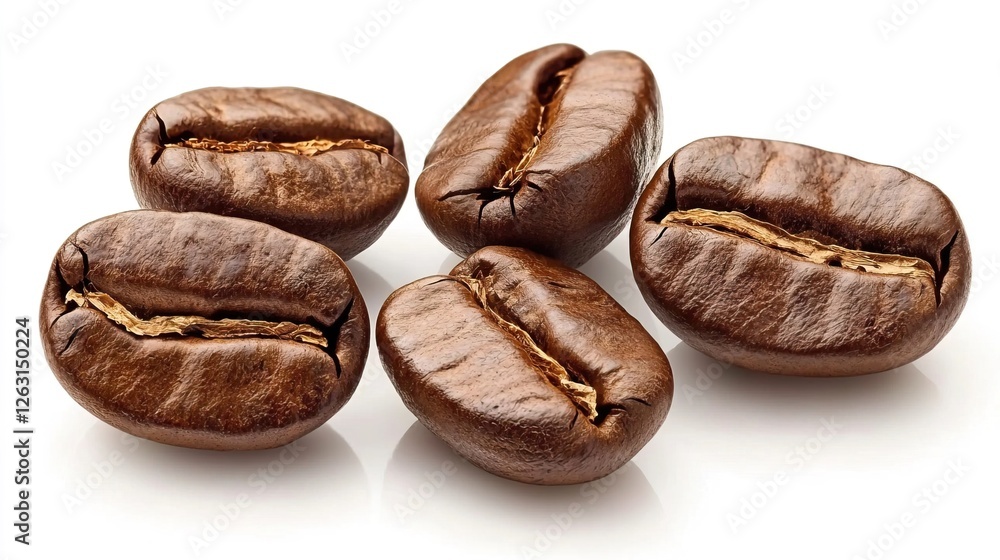 Isolated Coffee Beans on White Background for Culinary Designs Isolated Coffee Beans on White Background for Culinary Designs