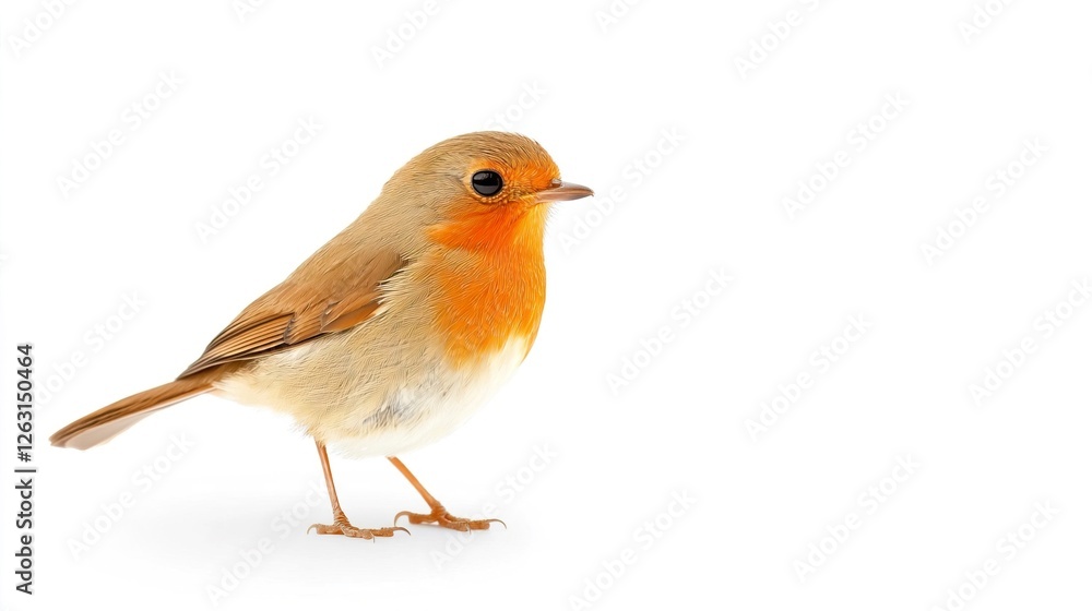Fototapeta premium Beautiful Isolated Robin on a White Background Perfect for Chaos