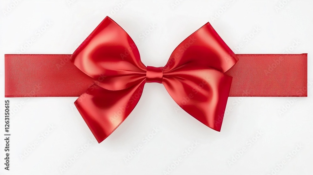 Red Bow on White Background for Christmas Celebration and Greeting Red Bow on White Background for Christmas Celebration and Greeting