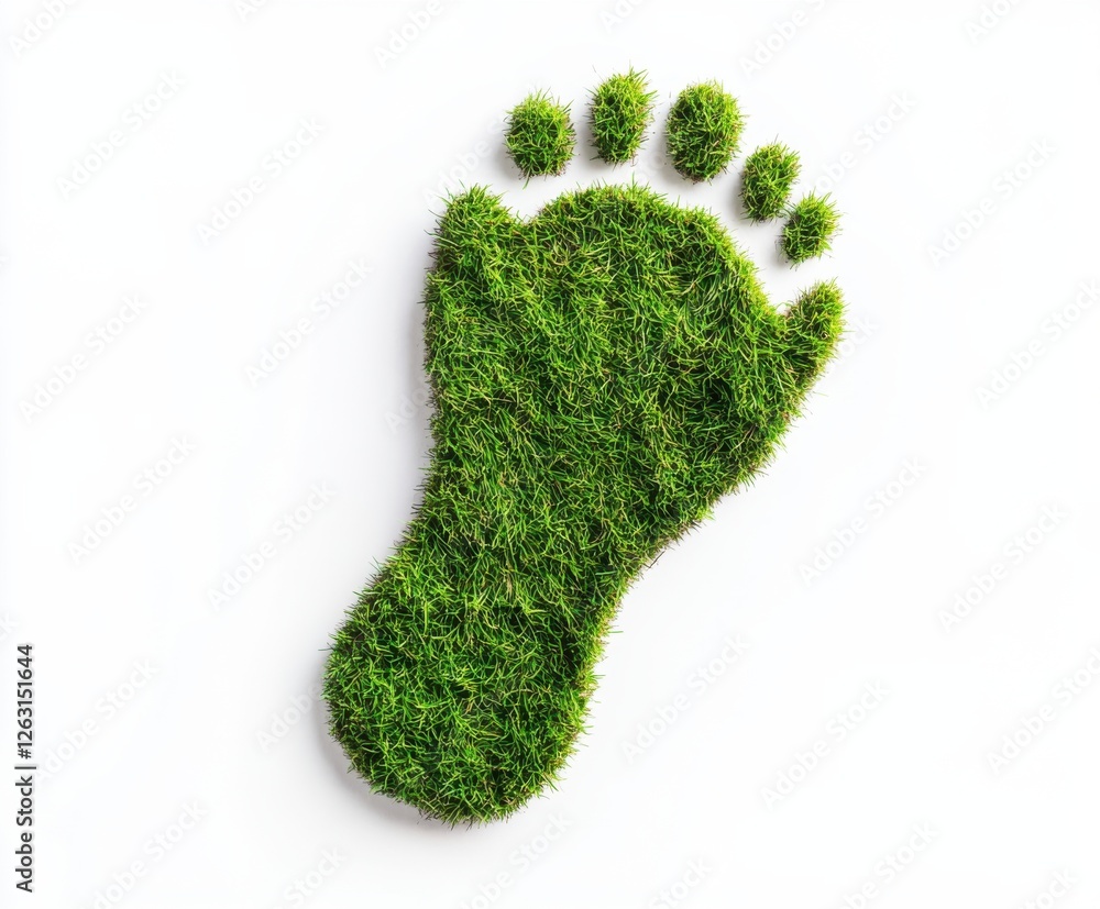 Footprints on grass texture isolated on white background in top view Footprints on grass texture isolated on white background in top view