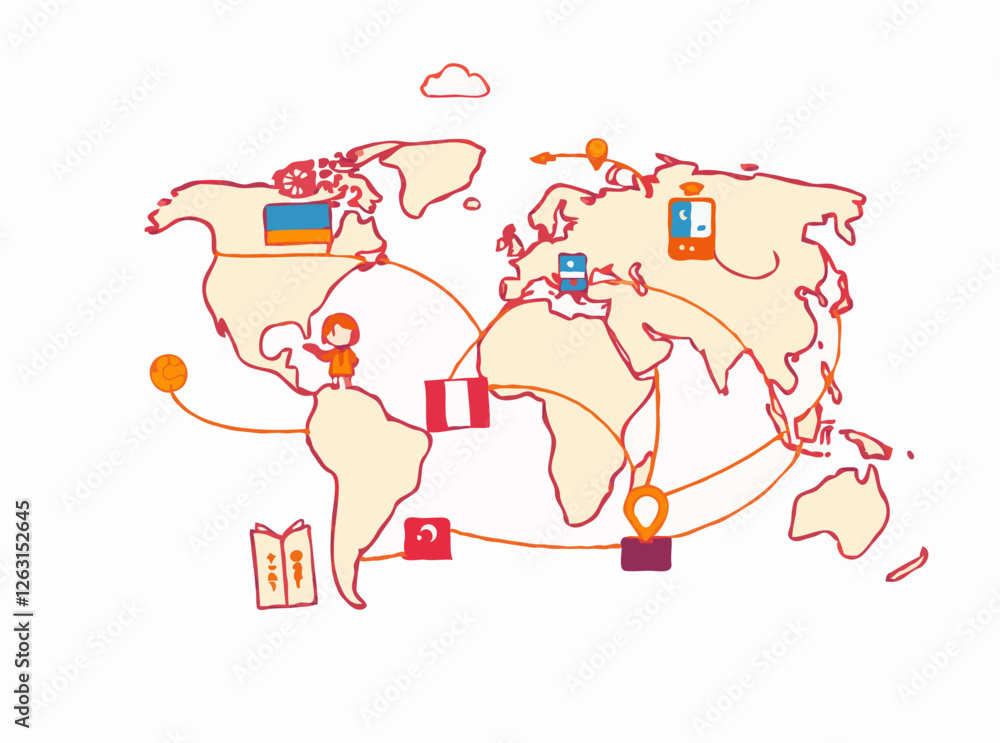 Global Economy and Trade Network Vector Illustration Global Economy and Trade Network Vector Illustration