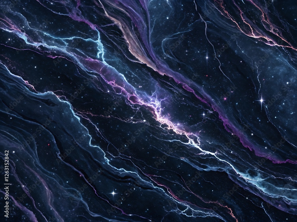 Obraz premium Beautiful mesmerizing deep black marble background with swirling patterns of dark blue, Generative AI
