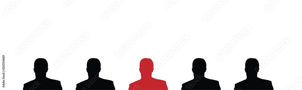 Bust of Chosen Business Man Silhouette. Leadership and bright idea brainstorming. HR and recruitment concept vector art Bust of Chosen Business Man Silhouette. Leadership and bright idea brainstorming. HR and recruitment concept vector art