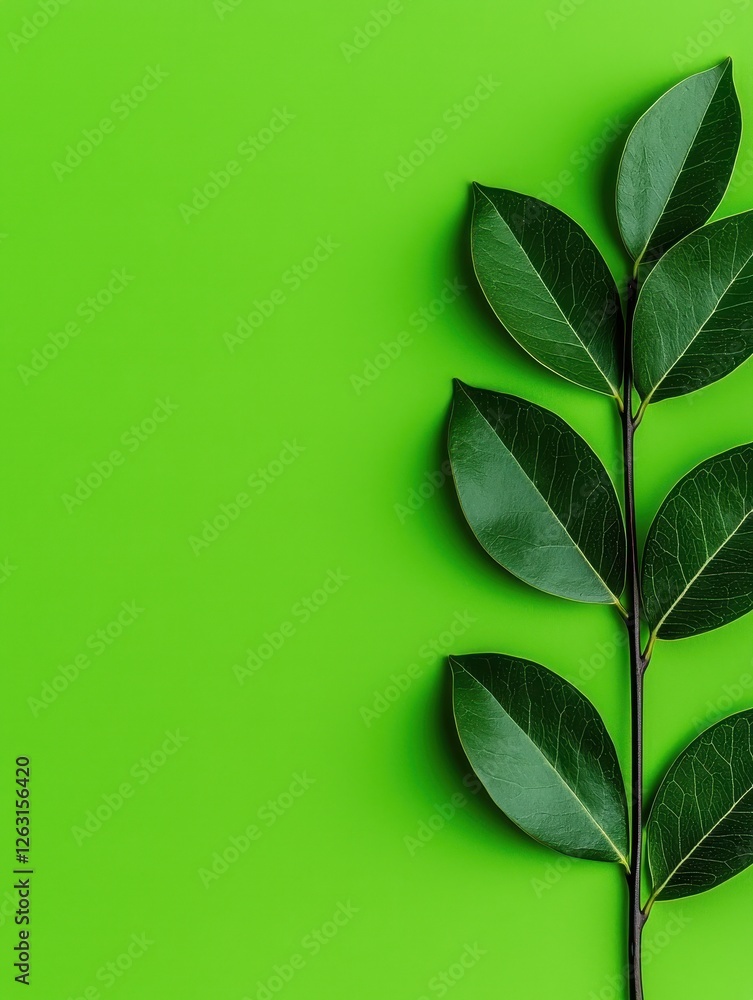 Fototapeta premium A vibrant green backdrop with lush leaves showcasing natural beauty and freshness.
