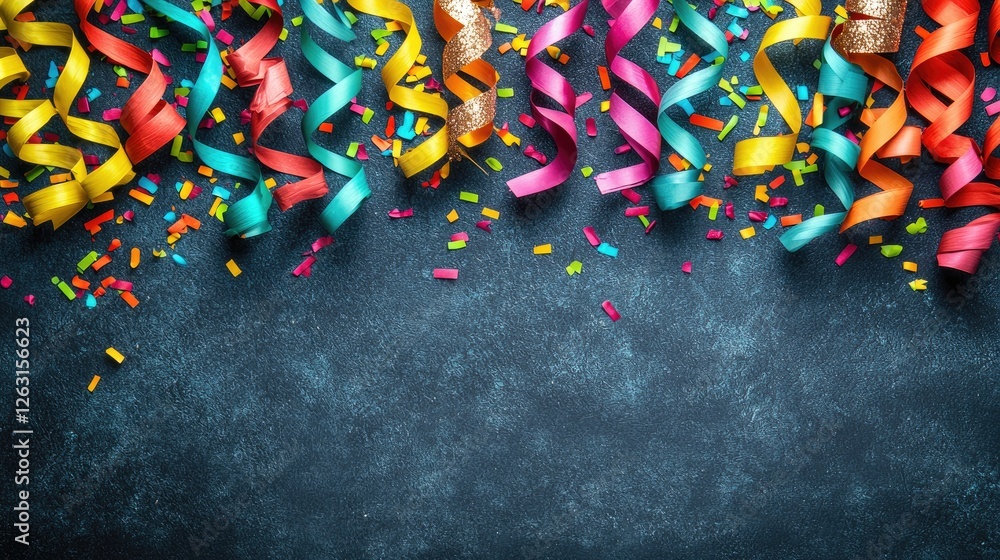 Fototapeta premium Colorful streamers confetti party celebration background design