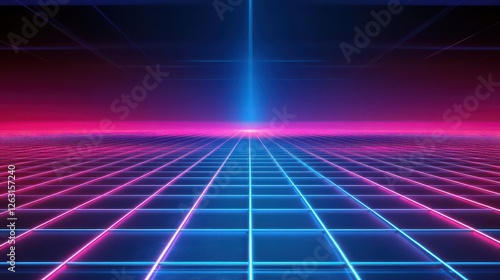 Wallpaper Mural Futuristic Neon Grid Landscape with Vivid Colors Torontodigital.ca