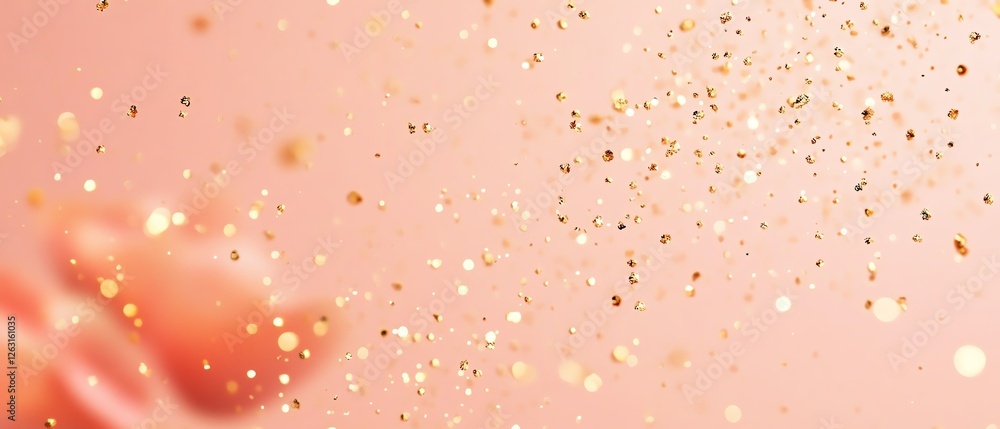 Fototapeta premium Simple peach background with scattered gold dots Valentine's day Background