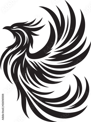 Phoenix wings silhouette vector – legendary firebird with open wings for powerful fantasy designs.
