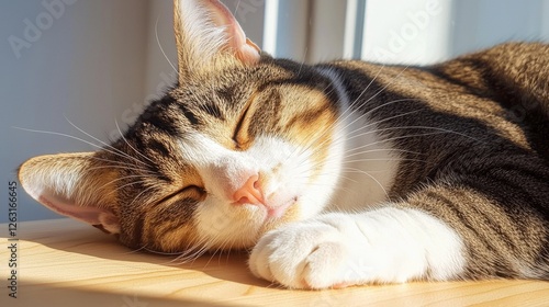 Wallpaper Mural Close up of a cat sleeping in a sunbeam, soft fur illuminated, peaceful breathing, feeling of pure comfort Torontodigital.ca