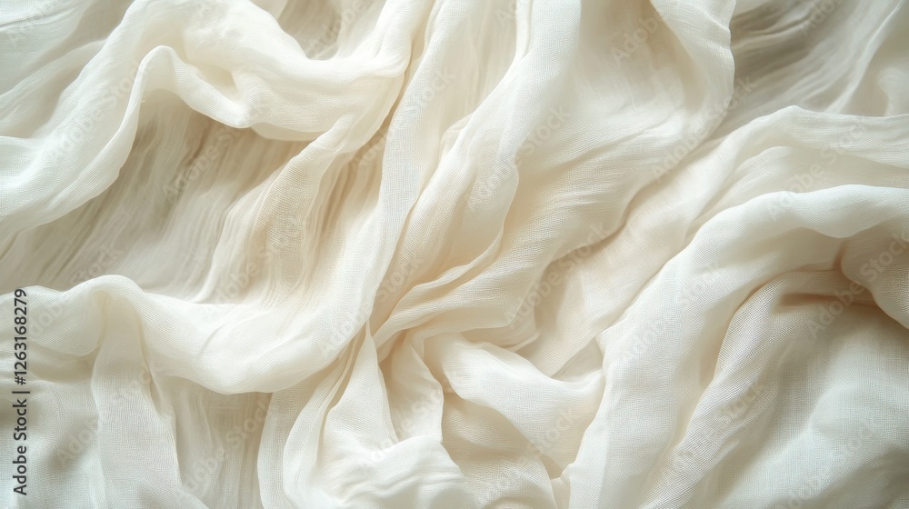 Soft White Fabric Texture with Crumpled Folds Soft White Fabric Texture with Crumpled Folds