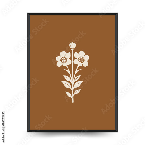 Abstract linocut floral posters template. Modern trendy minimal style. Black and white colors. Botanical blockprint. Hand drawn design for wallpaper, wall decor, print, postcard, cover, template.