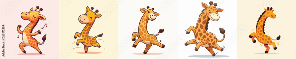 vector set of giraffes dancing vector set of giraffes dancing