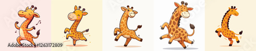 vector set of giraffes dancing
