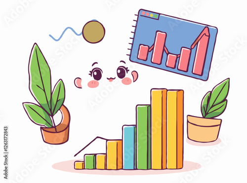 Modern Financial Graphs and Charts Vector Illustration