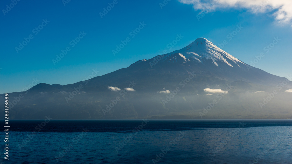 Osorno volcano from the Andes Mountains, Chile, seen from lake Llanquihue Osorno volcano from the Andes Mountains, Chile, seen from lake Llanquihue