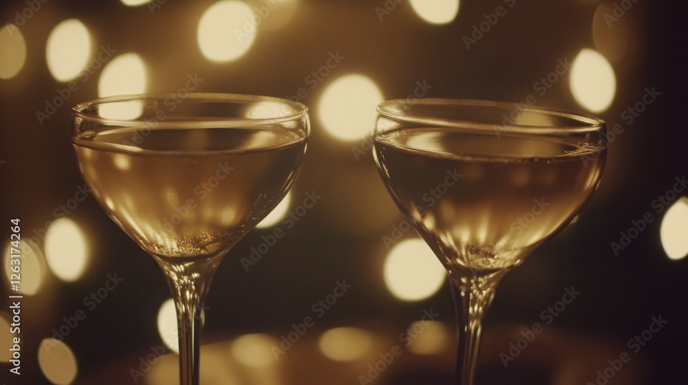 Two champagne glasses clinking in a toast, celebrating joy and connection. Two champagne glasses clinking in a toast, celebrating joy and connection.